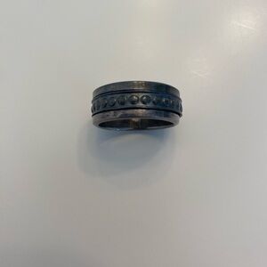 Men's Elegant Black Band with Textured Design